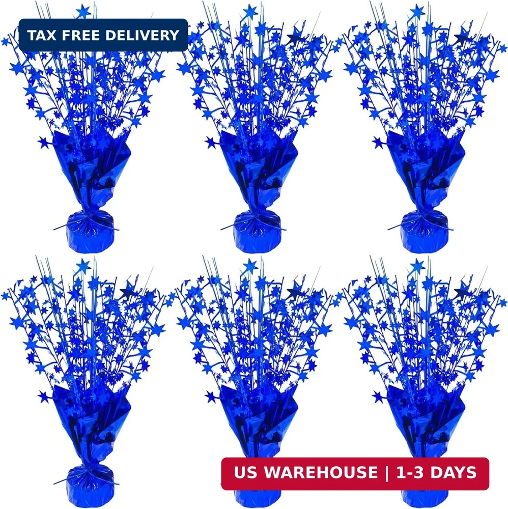 6 Pcs Metallic Foil Star Burst Table Centerpieces Patriotic Decoration for Weddi