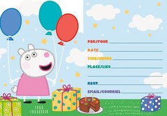 PEPPA PIG HAPPY BIRTHDAY party supplies INVITATIONS 8 w/envelopes kids invites