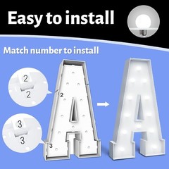 4FT Marquee Light Up Numbers – Cool White Light Up Numbers 1 with Fixed Water…