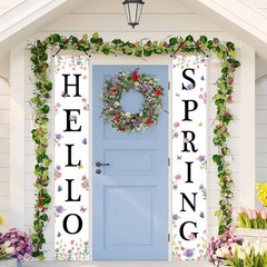 Hello Spring Porch Banner Sign Decorations Spring Door Front Door Decorative Han