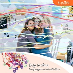Slofunife No Mess Streamers 100Pack Colorful Confetti Poppershand Throw Party