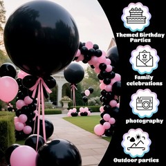 Black Balloons 9pcs 36 Inch Extra Large Big Jumbo Giant Matte Black Latex Hel…