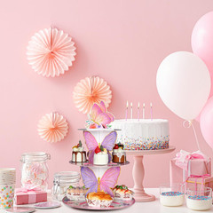 1 Pcs 3 Tier Butterfly Cupcake Stand Butterfly Birthday Decorations Spring Cupca