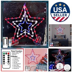 Elegant Iron Frame Star Lights with Timer – Perfect for Patriotic Celebrations
