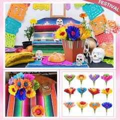 30 PCS Mexican Table Decorations Fiesta Centerpieces Paper Flower Vase Cinco