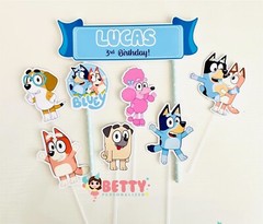 Personalized Bluey Themed Cake Topper
