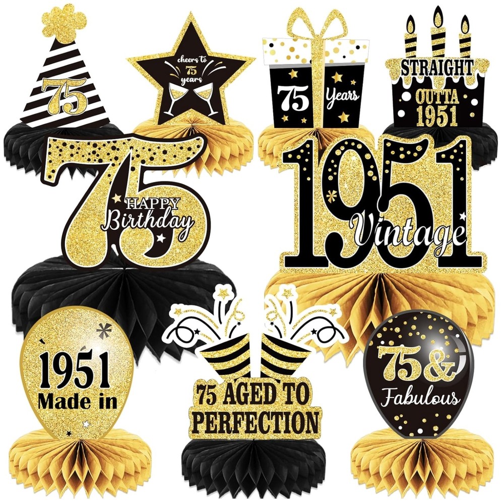 9PCS 75th Birthday decorations 75th birthday Cente