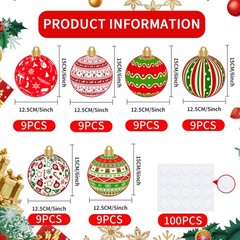 54 PCS Ornaments Christmas Ball Cutouts Paper Bulletin Board Decorations