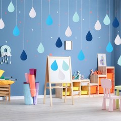 120 PCS Blue Paper Raindrop Cutouts 4 Inch Die Cut Shapes School Party Decor