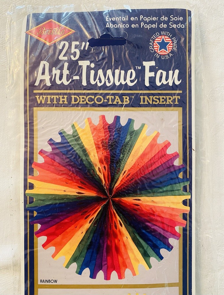 Art Tissue Rainbow Fan Hanging Centerpiece 25” Full Round 1992 New Beistle