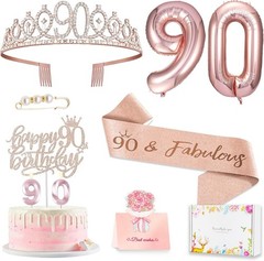 90th Birthday Decorations Gifts for Women, Including 90 old Birthday Cake To…