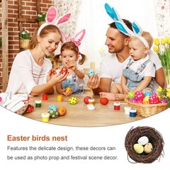 4pcs Rattan Bird Nest and Egg Decoration Prop Artificial Nest for Home Decor