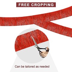 4 Pack 40 Feet Red Tinsel Foil Fringe 30 inch width and 10 feet length,