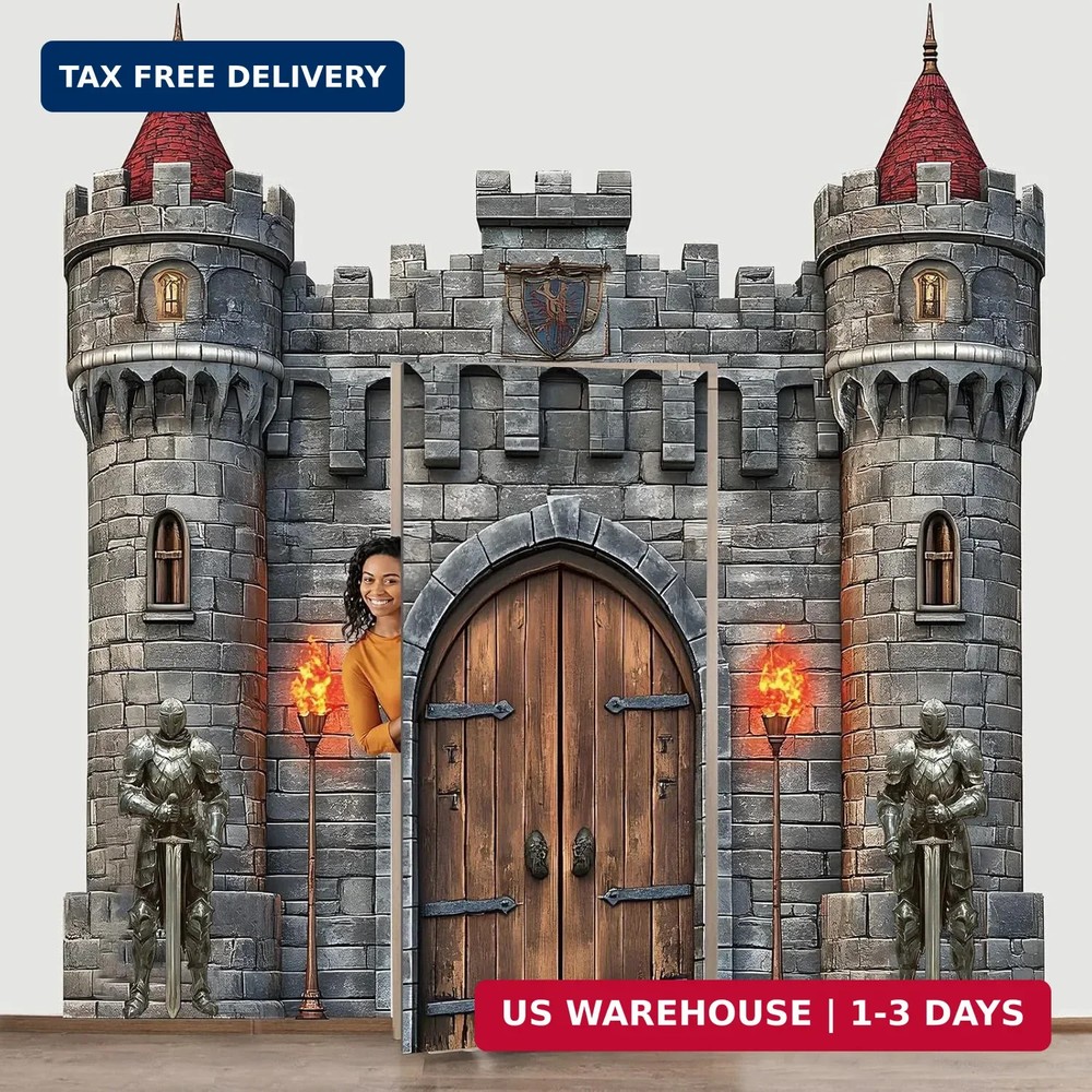 Colorful Medieval Castle Door Covers – Perfect for Birthday & Halloween