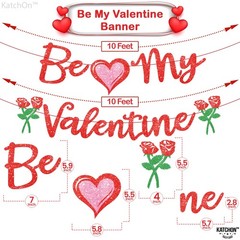 Red Glitter ‘Be My Valentine’ Banner – 10 Feet, No DIY | Valentine’s Day Decor