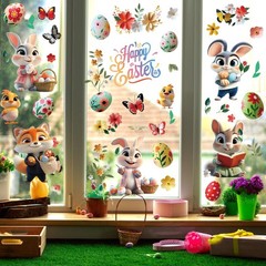 AhfuLife Easter Window Cling, 9 Sheets 30cm x 20cm, Stickers S