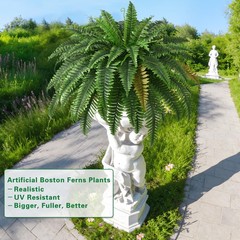 2PCS 45in Fake Ferns- Large Artificial Plants Outdoor, UV 2 Pcs, Green