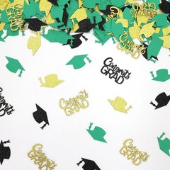 200 PCS Green Gold Graduation Confetti Class Of 2026 Glitter Table Scatter