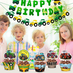 48PCS Tractor Themed Birthday Party Decorations | 24PCS Cupcake Toppers & 24PCS