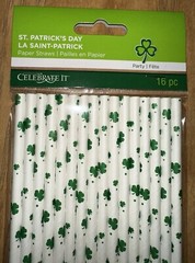 St. Patrick’s Day Paper Straws Shamrocks 2-Packs (16) Party and 9 Necklaces Lot