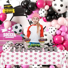 4Pcs Pink Soccer Tablecloths, Rectangular Sports Ball Party Decorations for Her