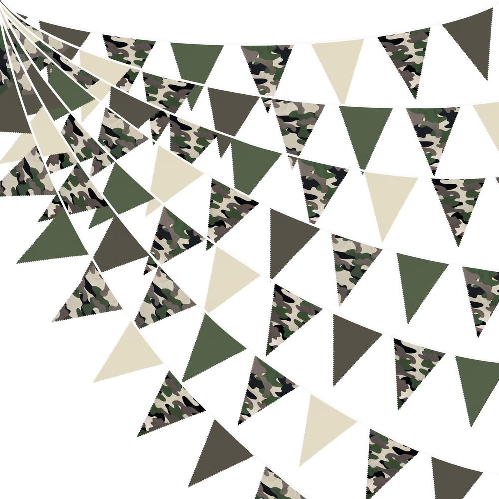 32Ft Camouflage Party Decorations Green Brown Camo Hero Pennant Banner Fabric…