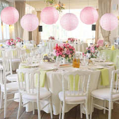 6PCS Pink Gingham Party Decoration Pink Paper Lanterns Pink and White Checkered