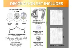 Silver & White 47th Birthday Decorations – 40″ Number Balloons &More-Boy or Girl
