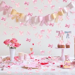 Pink Bow Confetti She Is Trying The Knot Table Scatter Birthday Party Supplies