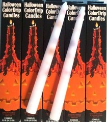 Halloween Color Drip Candles 0.88 inches diameter x 9.5 tall, White