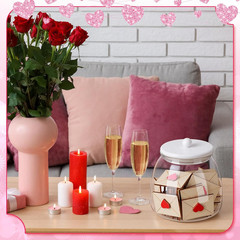 Valentines Day Decor Valentine Mini Wooden Envelope in Jar Farmhouse Rustic Wood