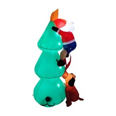 6ft Inflatable Christmas Tree Blow up With Santa Claus & Dog For Christmas