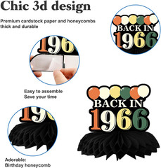 60Th Birthday Decorations for Men Women,Vintage 1966 Birthday Party Decor | 40 P