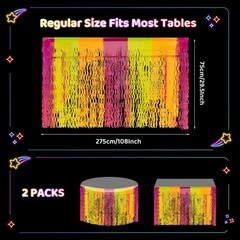 Glow in the Dark Party Supplies, 2 Pack Neon Fluorescent Wavy Metallic Tinsel Fo