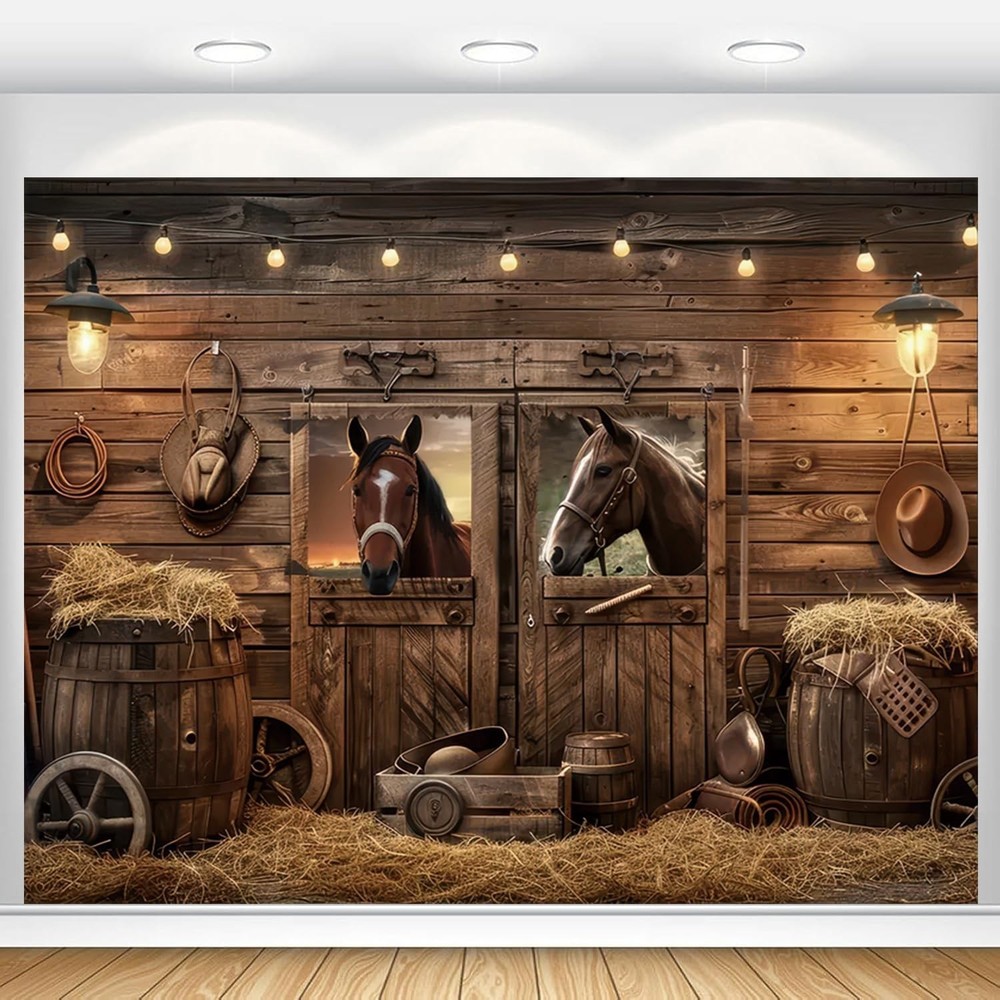 Western Cowboy Party Decorations Backdrop 10x8ft Wild West Rodeo Banner Saloon