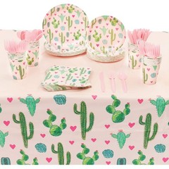 Sparkle and Bash Cactus Birthday Party Decorations 169-Piece Dinnerware Pink