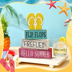 Summer Decorations Flip Flops Wooden Sign Indoor Tabletop Gift 4 Pcs