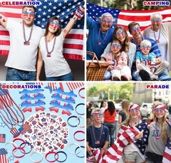 4Th of July Accessories 136 PCS, Fourth of July Patriotic Party Favors Supplies