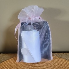White Satin Sash w/ Fastener & Pink Gift Sachet Bridal Baby Shower Sweet Sixteen