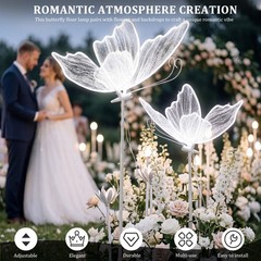 2 Pack Romantic Butterfly Lamp Props Easy To Install for Parties Weddings