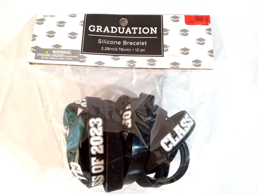 Class of 2023 Graduation Wristbands Congrats Grad Black Silicone Bracelet 12 Pcs