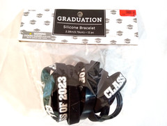 Class of 2023 Graduation Wristbands Congrats Grad Black Silicone Bracelet 12 Pcs