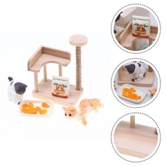 Miniature Cat Climbing Frame Scene Prop for Dollhouses and DIY Projects