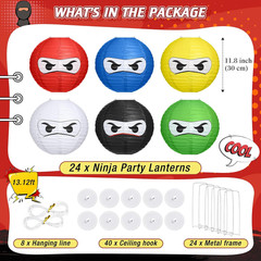 6 Pcs Ninja Themed Paper Lanterns 12 Inch Ninja Birthday Party Hanging Paper Lan