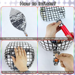 24 PCS Disco Ball Balloons Different Sizes- 4D Large Disco Balloons 10 Inch 15 I