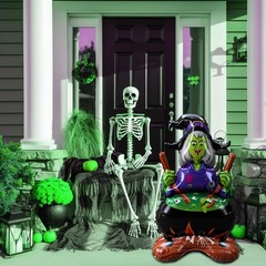 2 Pcs Halloween Pumpkin Witches Balloons Foil Large 45 Inch Inflatable Standi…