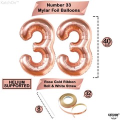 , Rose Gold 33 Balloon Numbers – 40 Inch | 33 Birthday Decorations for Women …