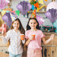 Sea Shells Balloons Purple and Pink Sea Shells Foil Mylar Balloon for Baby Showe