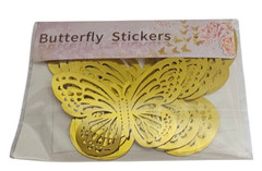 Lot of 2 12 pc 3D Butterfly Decorative Cutout Gold Multiple Sizes 2”-4″ Stick On