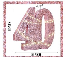 40th Birthday/Anniversary Decoration. Rose Gold Glitter.
